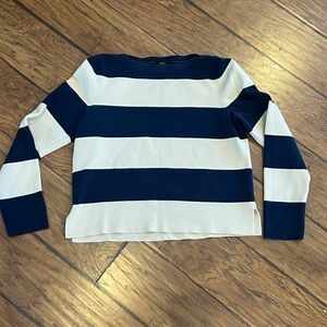 J. Crew Classic Navy and White Knit Top